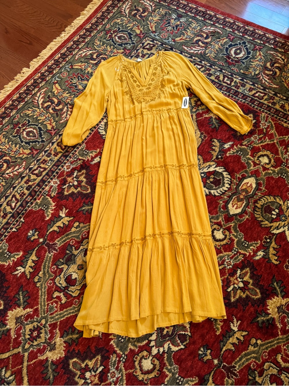 Old Navy Mustard Tiered Maxi Dress